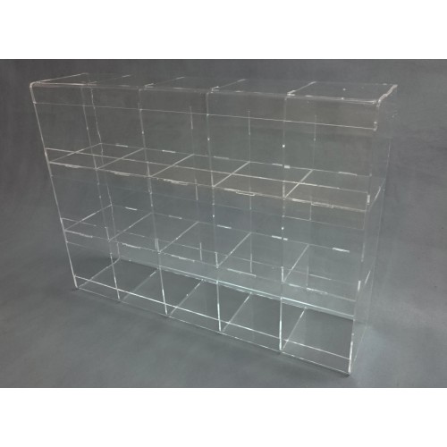 Espositore in plexiglass 15 tasche orizzontale a cubo
